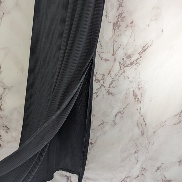 Modcloth Dress Women 8 10 Medium Black Maxi Tank Sleeveless Rib Lattice Tie - Picture 5 of 13